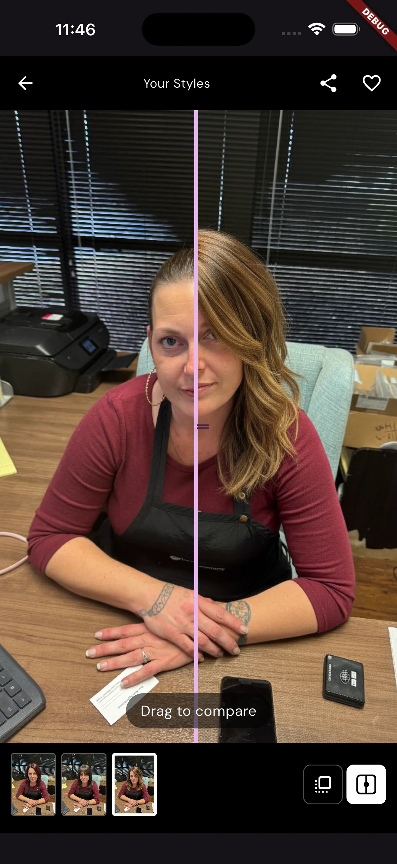 Zuri app — slider compare result